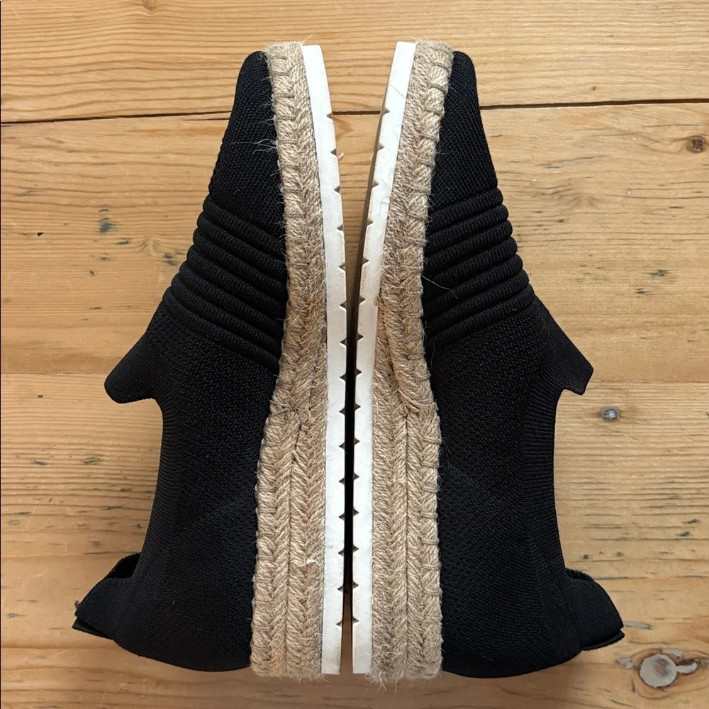 Adrienne Vittadini Niko slip-on sneakers black fabric woven espadrille Size 10